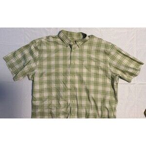 Cabela's Outfitter Series Green Plaid Men's Short Sleeve Button Front Shirt 2XL